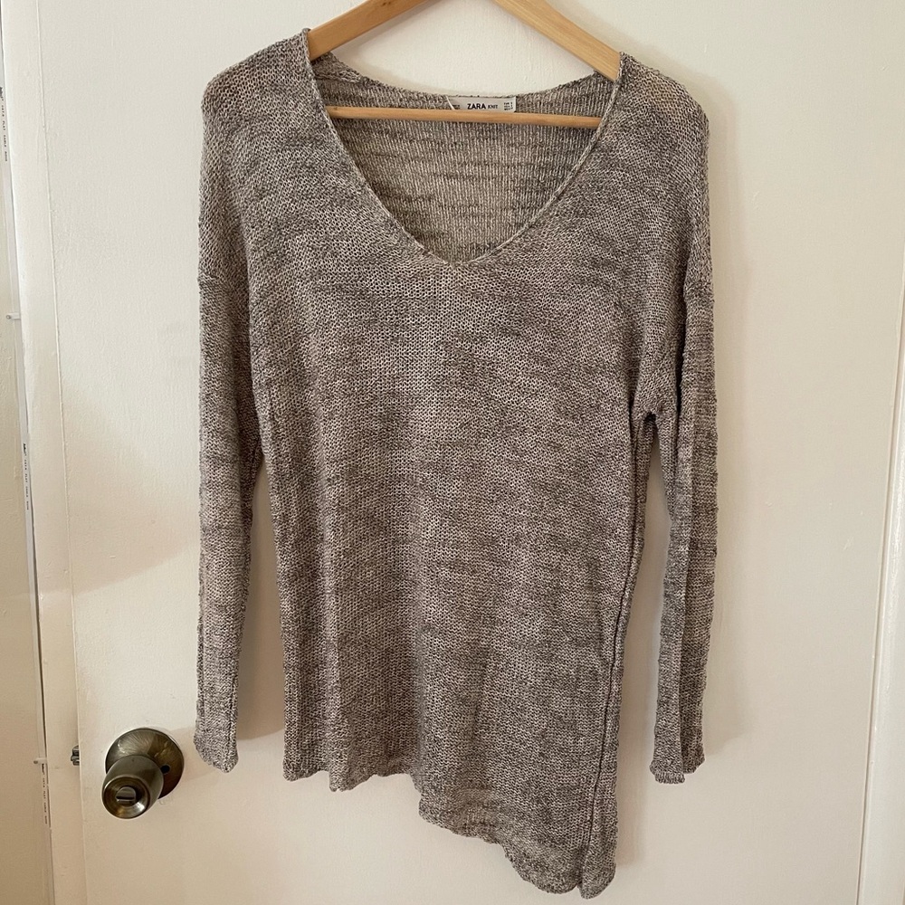 Zara Asymmetrical V Neck Knitted Sweater Small